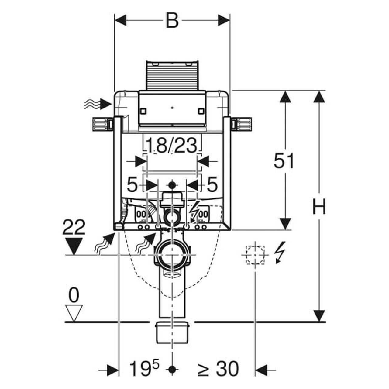 Geberit Wand-WC-Element Kombifix BH 82 cm mit Omega UP-Spülkasten