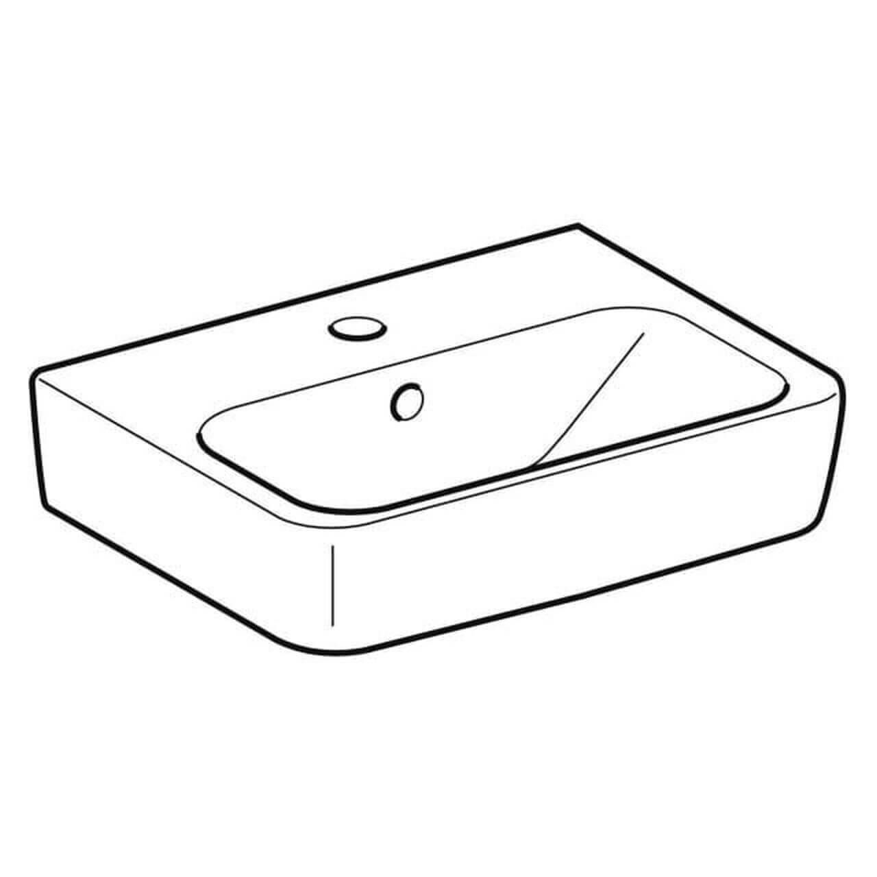 Geberit Handwaschbecken Renova Plan 45x34 cm Hahnloch mittig mit Überlauf weiß