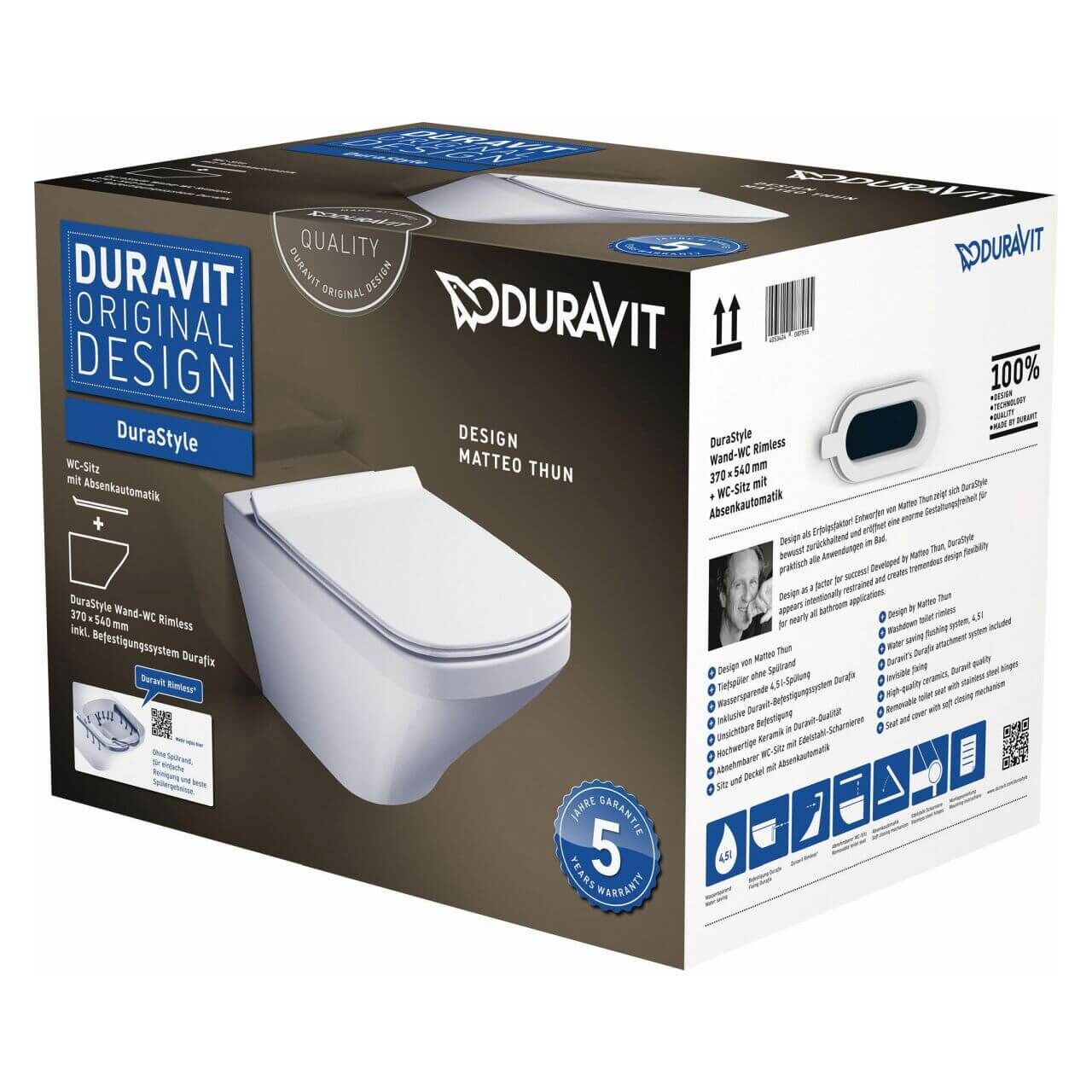 Duravit Wand-WC-Tiefspül-Set DuraStyle Rimless Weiß