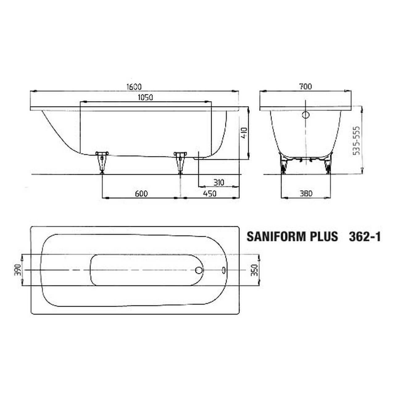 Kaldewei Badewanne Saniform Plus 160x70 cm Weiß (111700010001)