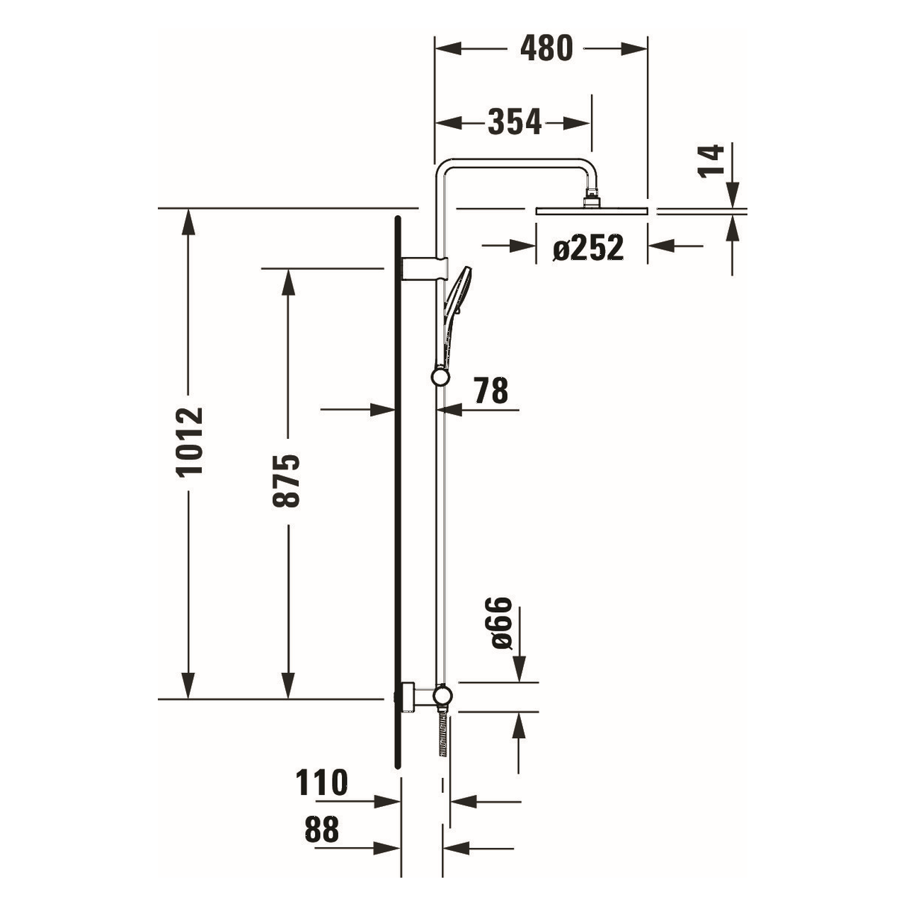 Duravit Duschsystem 1000 354 mm mit Thermostat Chrom (TH4280008010)