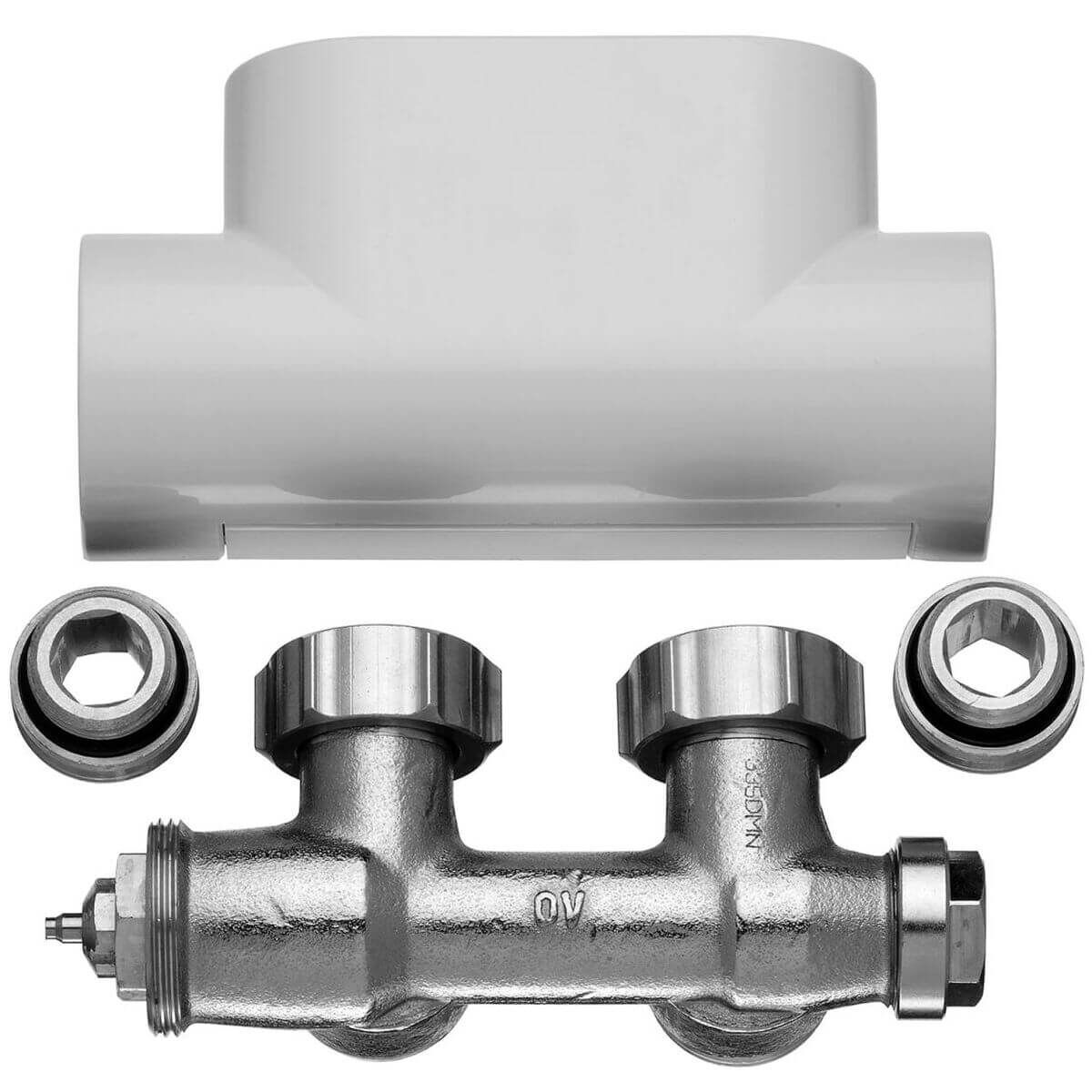 Kermi Ventilhahnblock Eckform Blende Weiß