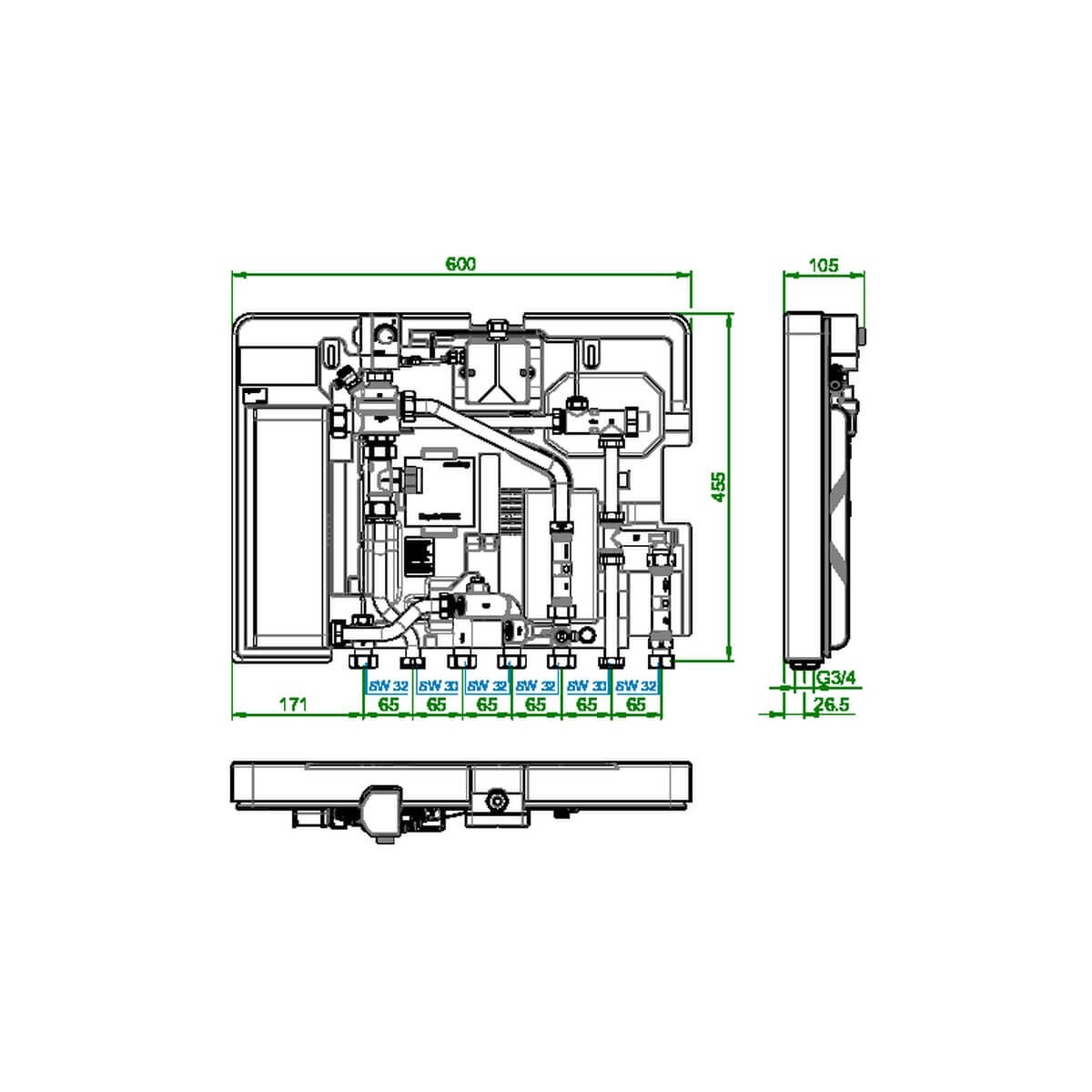 Oventrop Wohnungsstation Regudis W-HTE Leistungsbereich 3 max 25 l/min
