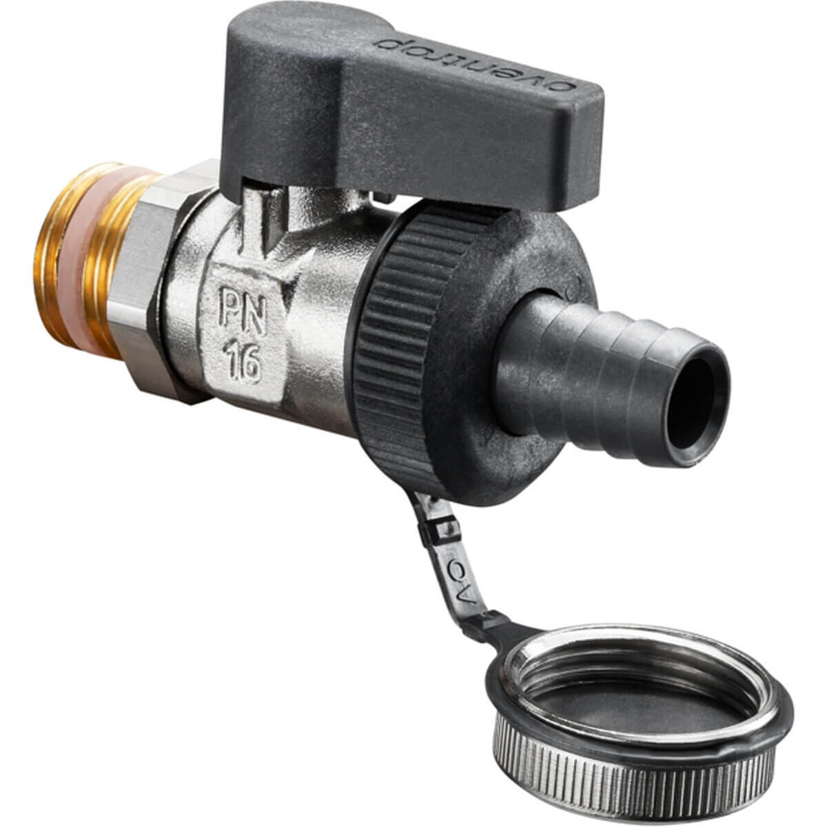 Oventrop Kugelhahn Optiflex AG Schlauchverschraubung und Kappe DN 15