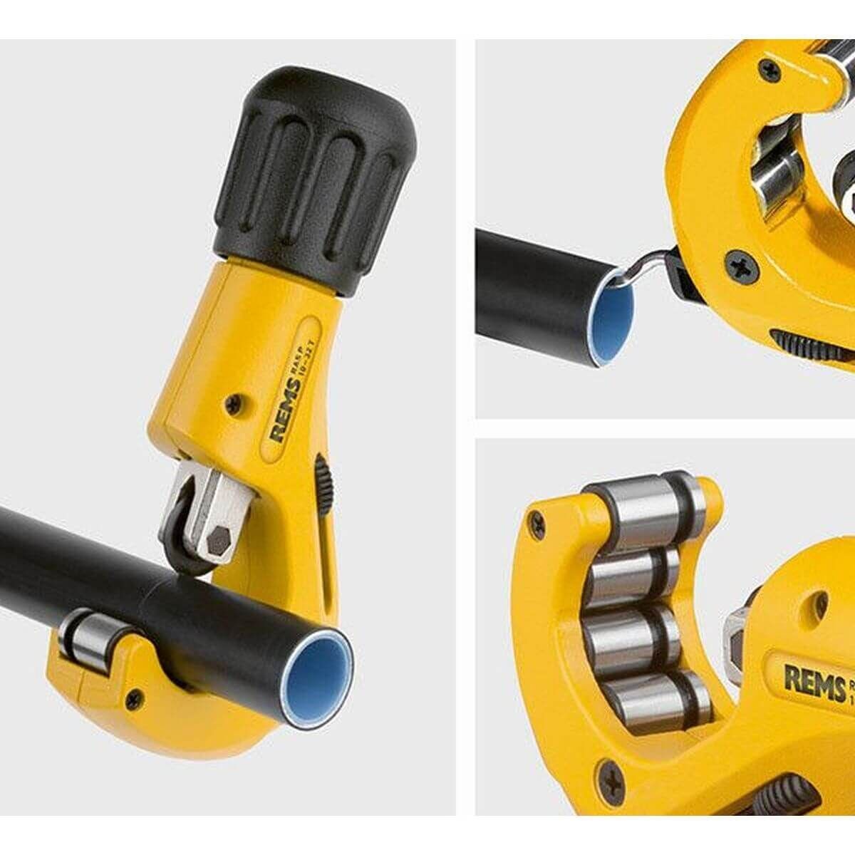 REMS Rohrabschneider RAS P 10–32T | Teleskopspindel | integrierter Rohrentgrater | Ø 10–32 mm