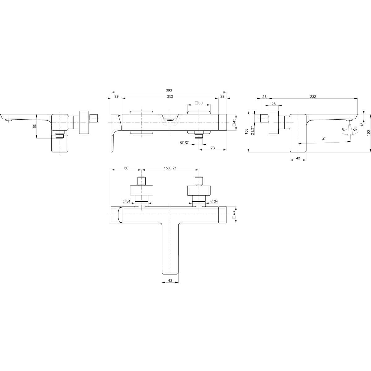 Villeroy & Boch Badewannenarmatur Subway 3.0 chrom mit Umsteller