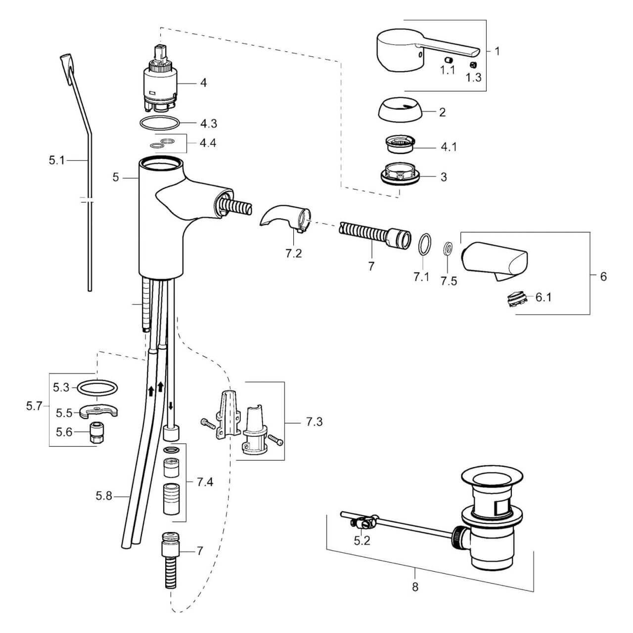 Hansa Waschtischarmatur Hansaronda Chrom mit herausziehbarem Auslauf DN 15