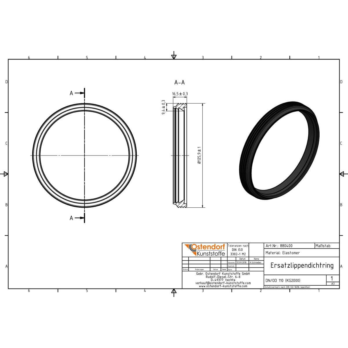 Ostendorf SBR-Lippendichtring DN/OD 110
