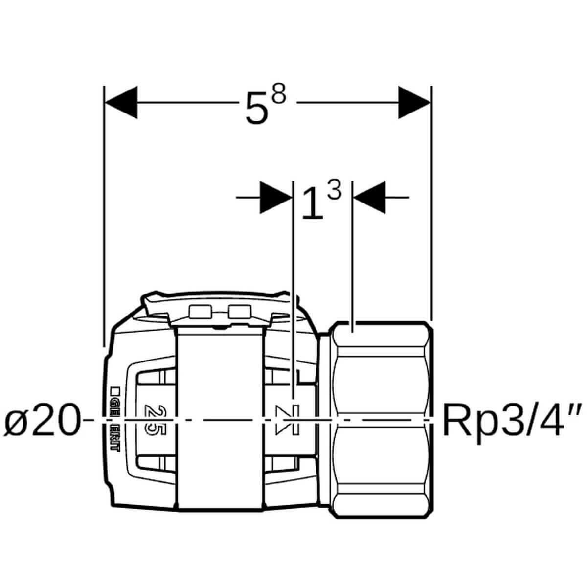 Geberit Übergang FlowFit Ø 20 mm Rp 3/4 mit Innengewinde