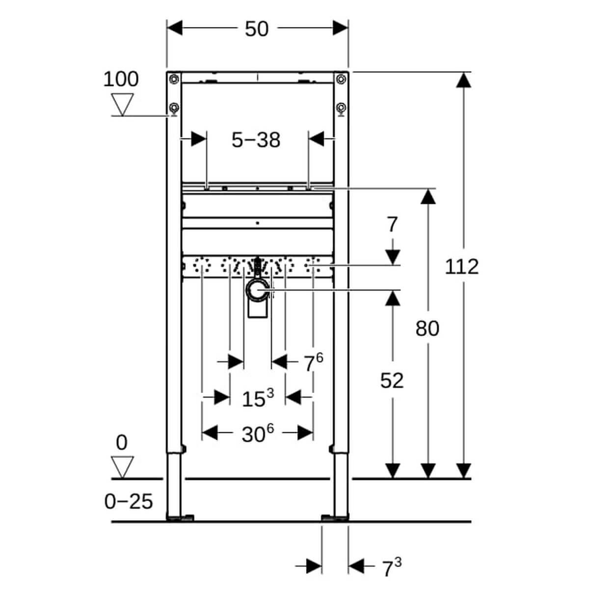 Geberit Duofix Waschtisch-Element 112 cm – für Standarmatur, höhenverstellbar