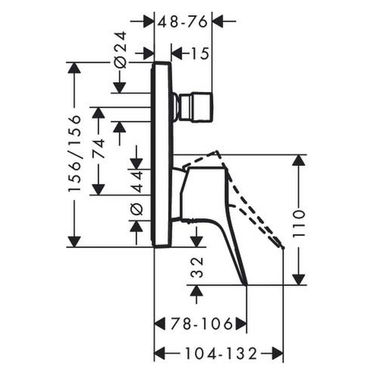 Hansgrohe Badarmatur Vivenis Chrom Unterputz mit Umstellung