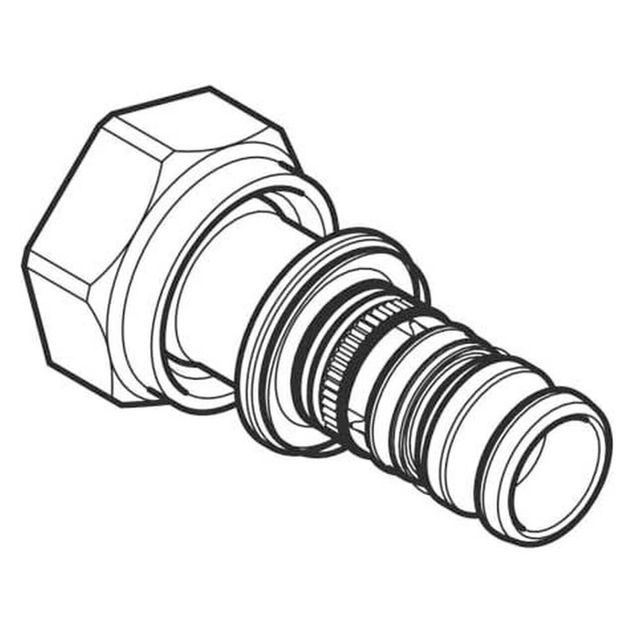Geberit Übergang Mepla Ø 16 mm x G 3/4 mit Überwurfmutter Rotguss