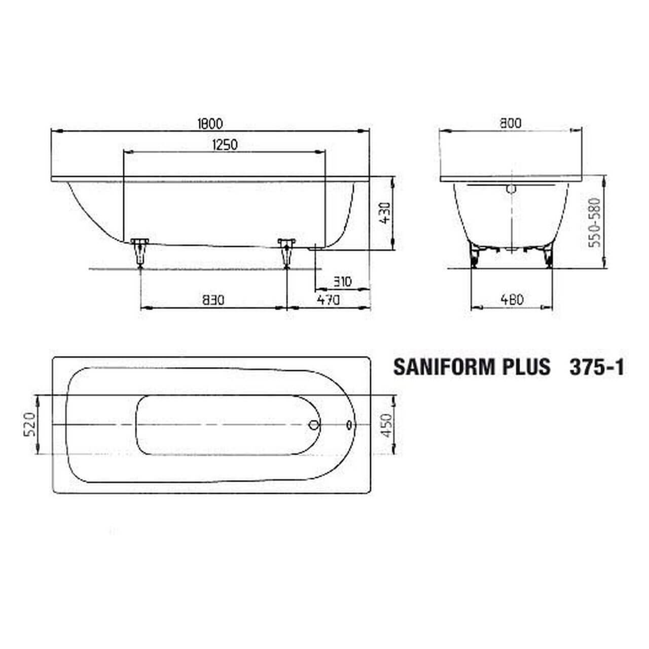 Kaldewei Badewanne Saniform Plus 180x80 cm Weiß (112800010001)