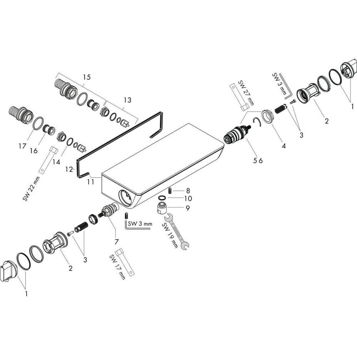 Hansgrohe Brausethermostat Ecostat Select AP 1 chrom mit Glasablage