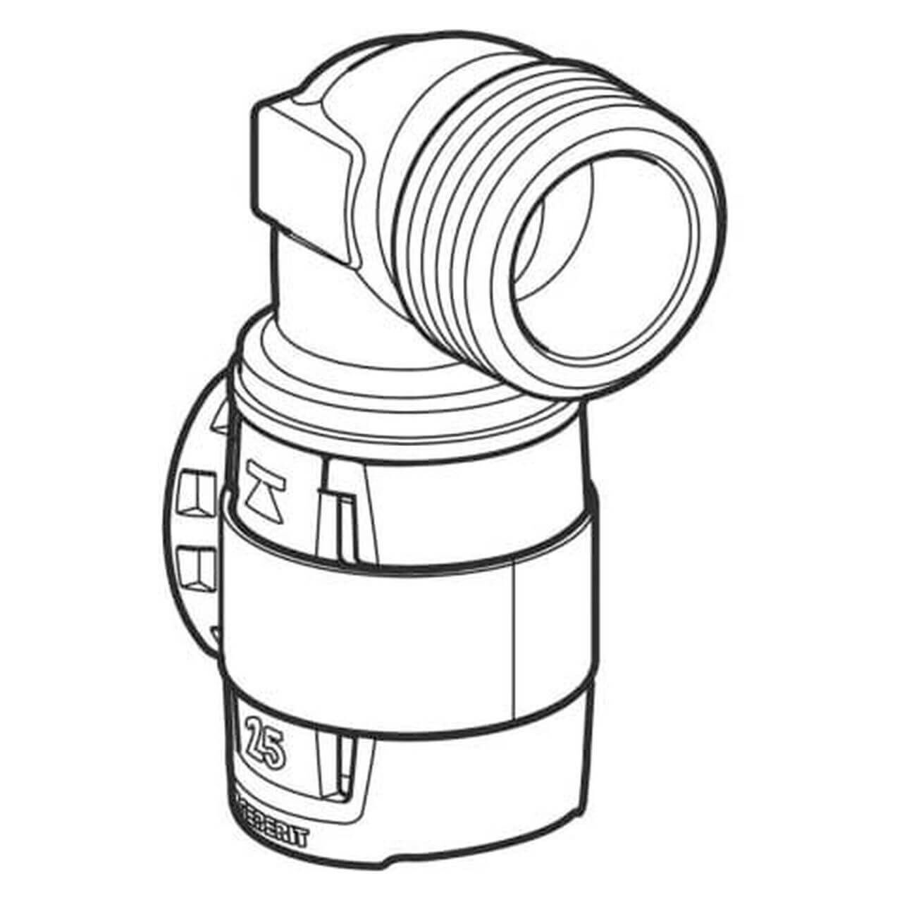 Geberit Übergangsbogen FlowFit Ø 20 mm R 1/2 90° mit Außengewinde