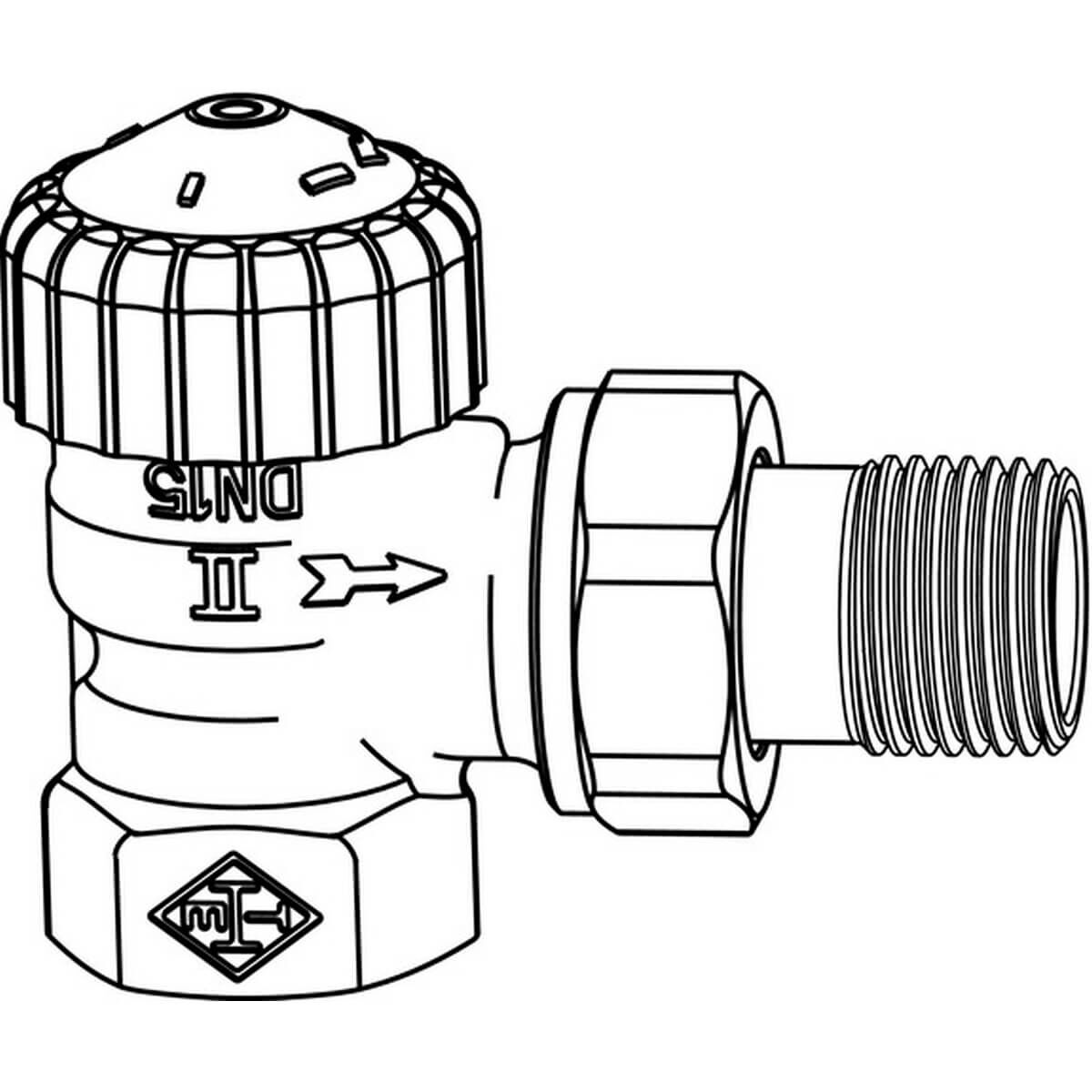 Heimeier Thermostat-Ventilunterteil V-exact II Rp 3/4 x R 3/4 Eck