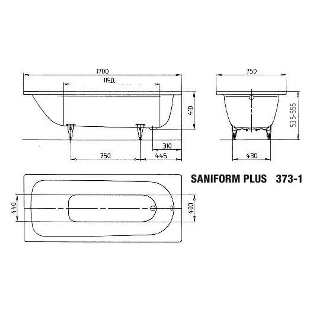 Kaldewei Badewanne Saniform Plus 170x75 cm Weiß (112600010001)