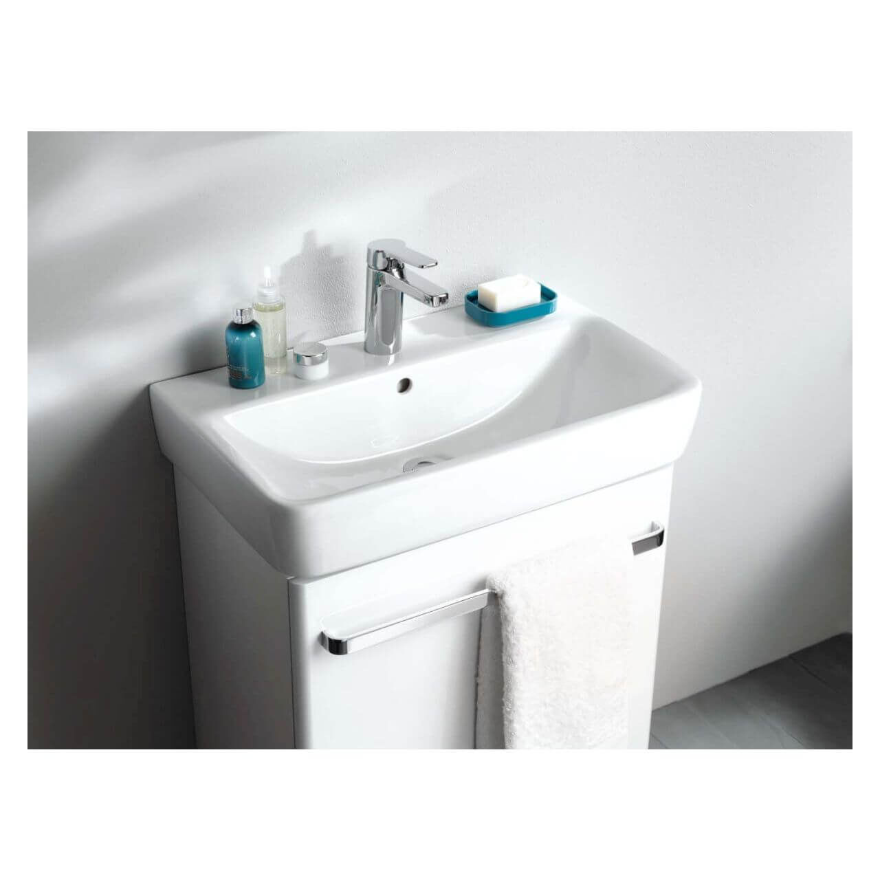 Geberit Waschtisch Renova Compact 60 x 37 cm weiß mit Hahnloch und Überlauf
