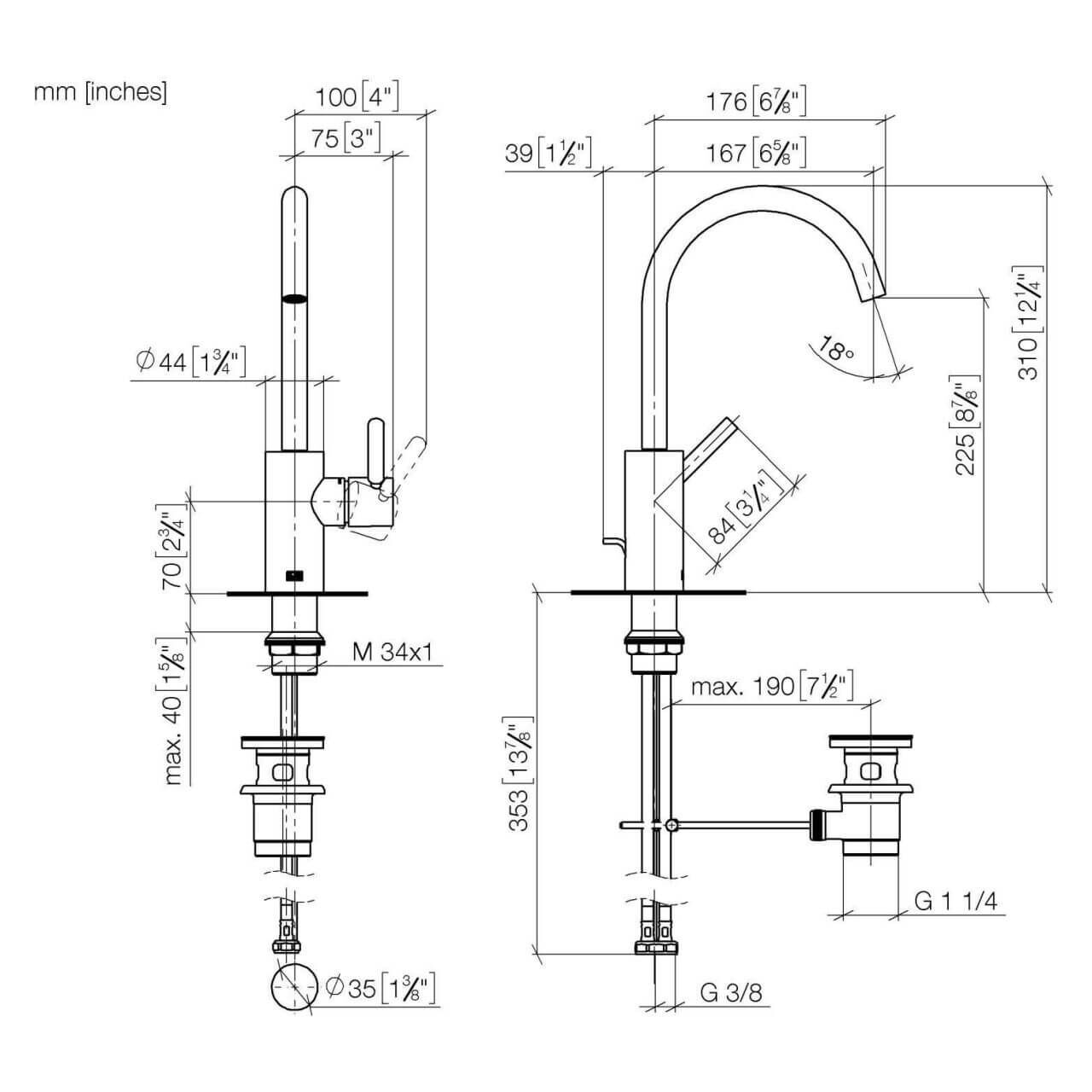 Dornbracht Einhandmischer Meta Chrom 167 mm
