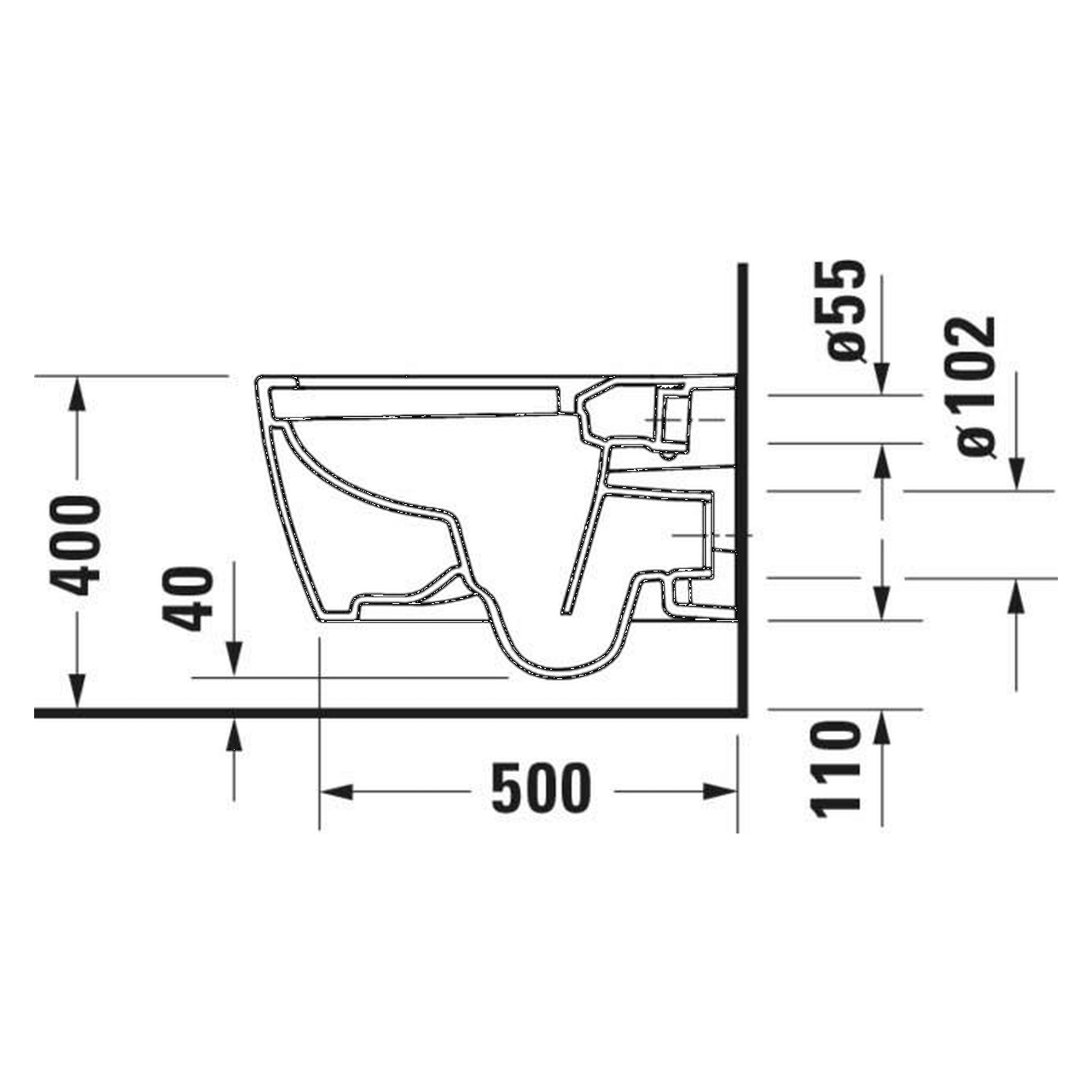 Duravit Wand-Tiefspül-WC Set Me by Starck HygieneFlush Rimless mit WC-Sitz Weiß