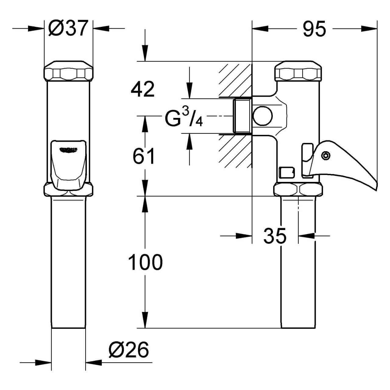 Grohe DAL-Automatik-WC-Spüler 3/4" ohne Vorabsperrung Chrom
