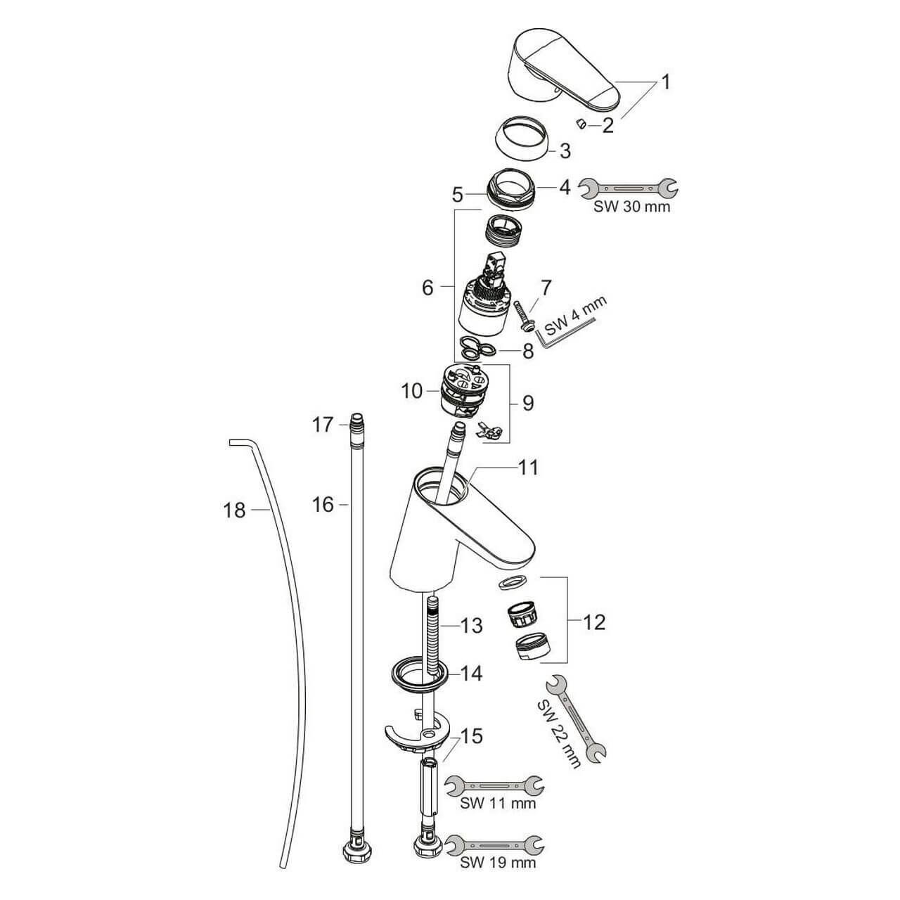 Hansgrohe Waschtischarmatur Focus Chrom 101 mm