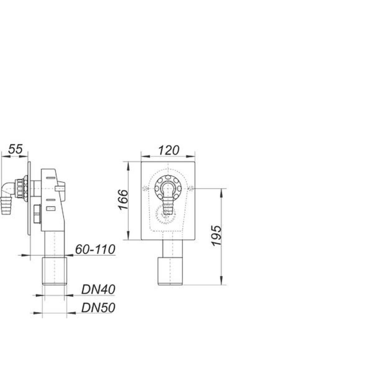 Dallmer Wandeinbau-Waschgeräte-Siphon HL 400 DN 40/50