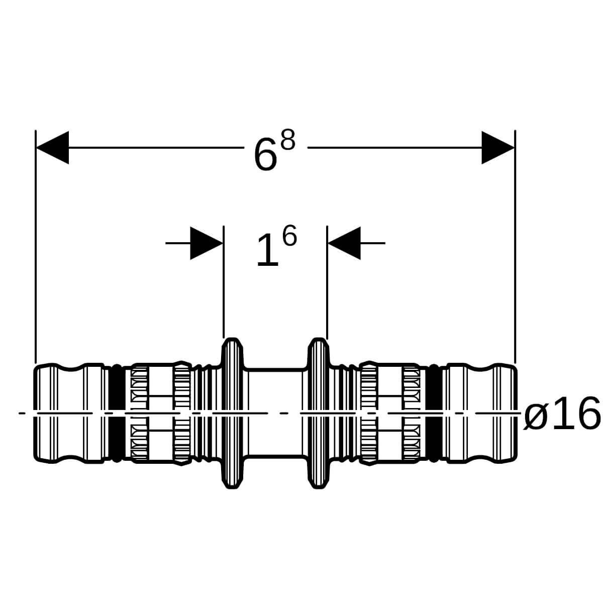 Geberit Kupplung Mepla Ø 16 mm PVDF