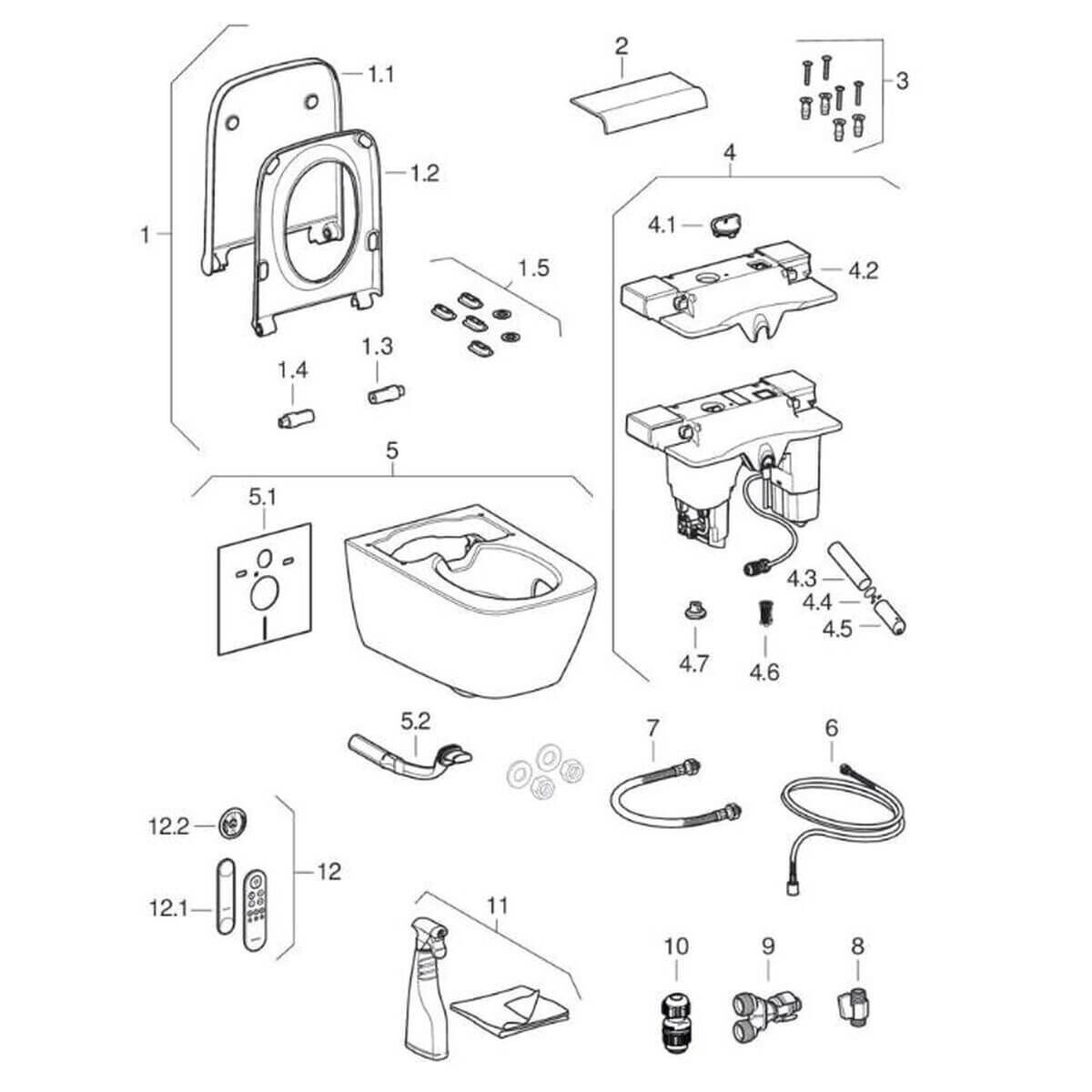 Geberit Dusch-WC AquaClean Sela Square, spülrandlos Weiß