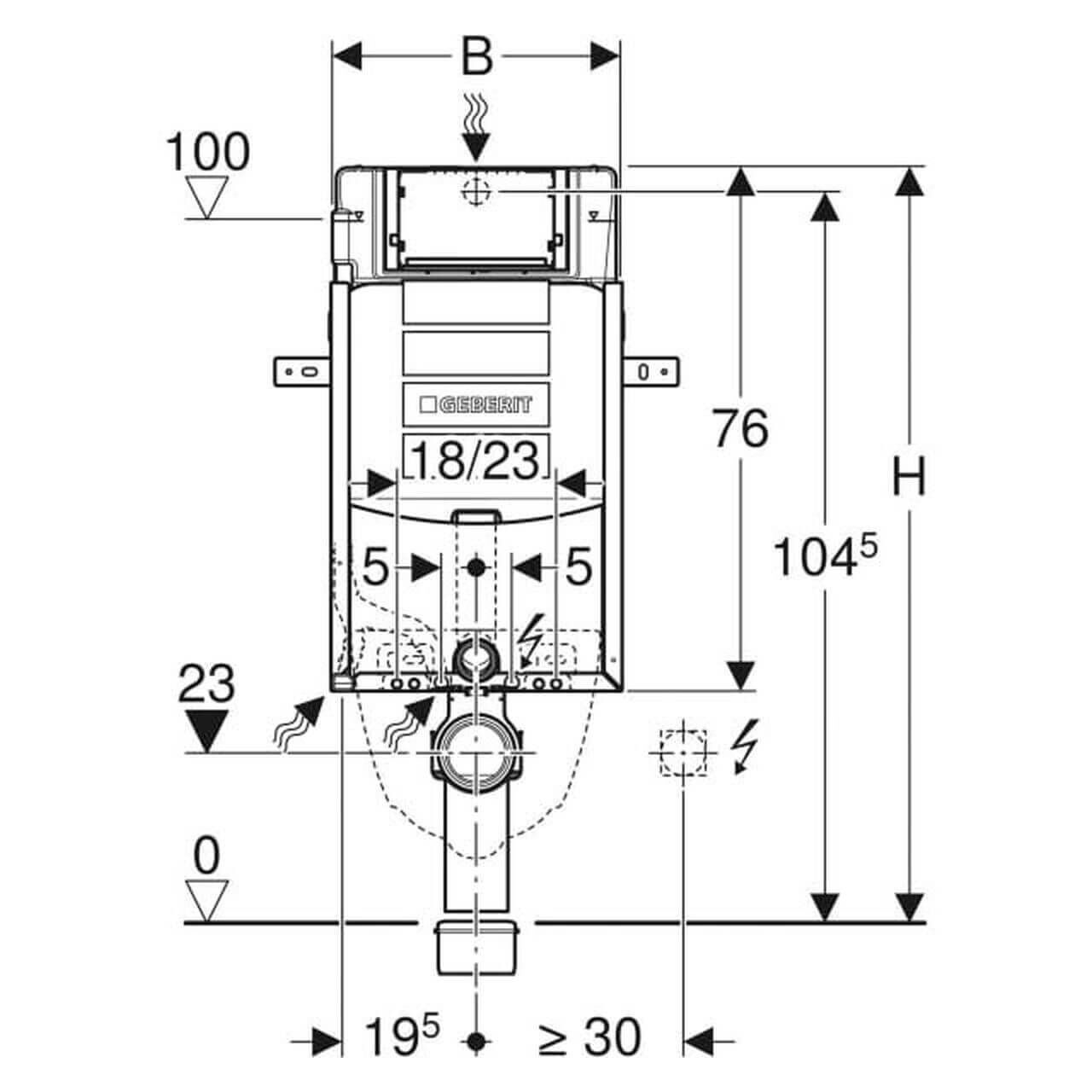 Geberit Wand-WC-Element Kombifix BH 108 cm mit Sigma UP-Spülkasten