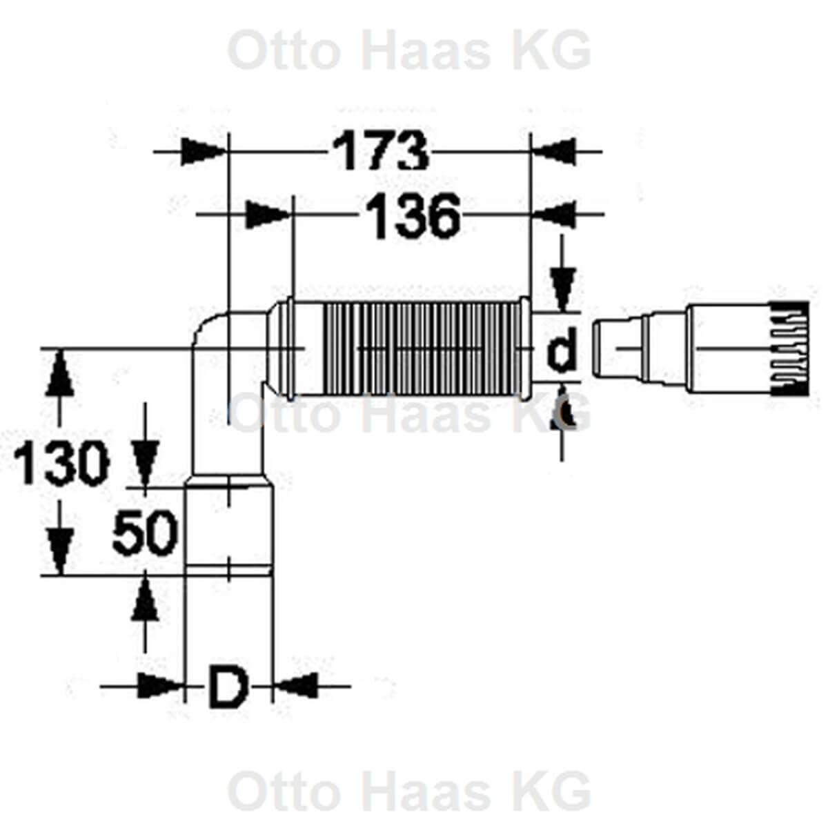 Haas HT-Anschlusswinkel DN 32/40/50 grau