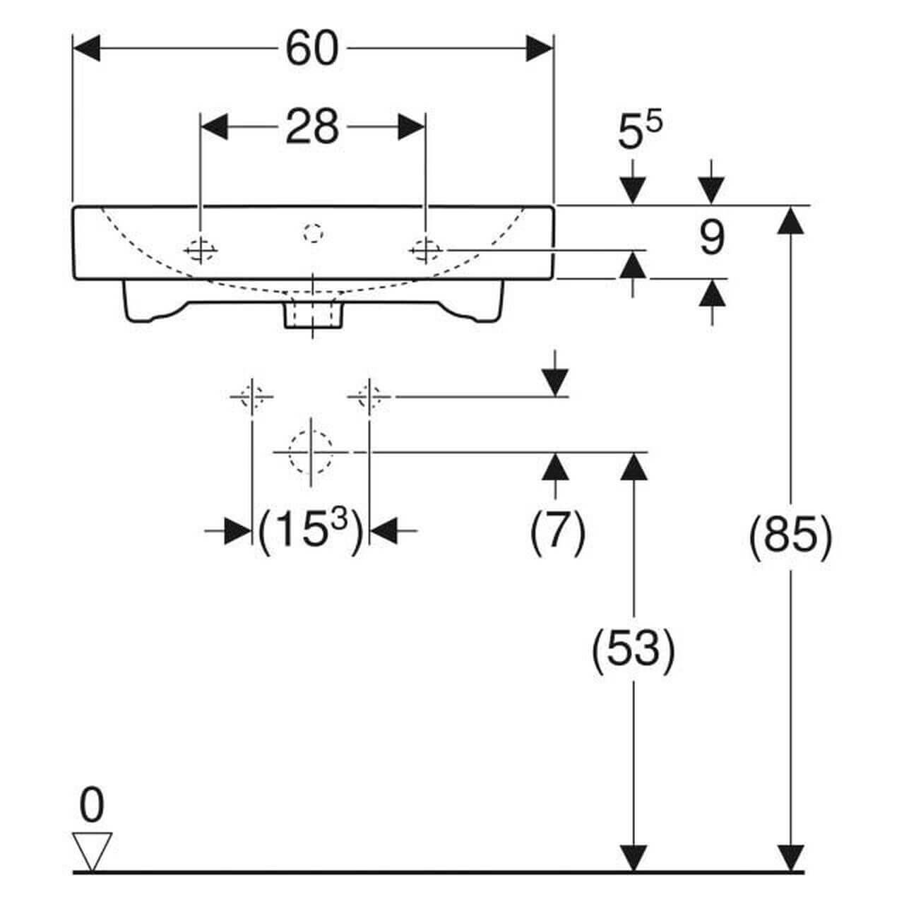 Geberit Waschtisch Icon weiß 600x150mm
