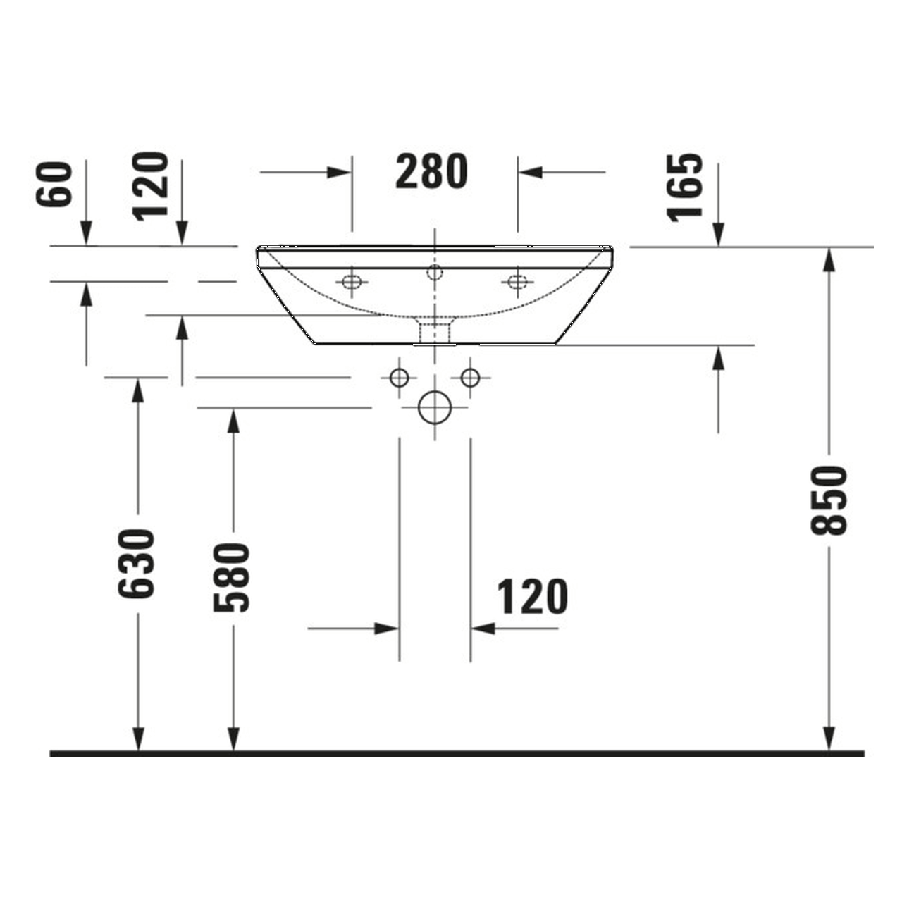Duravit Waschtisch D-Neo 60x44 cm Weiß mit Hahnloch und Überlauf