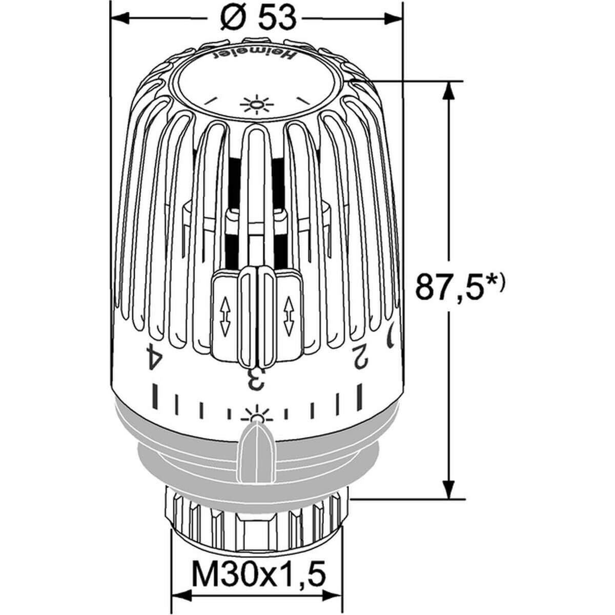 Heimeier Thermostat-Kopf K Clips/Merkzahl 1-5 Standard weiß