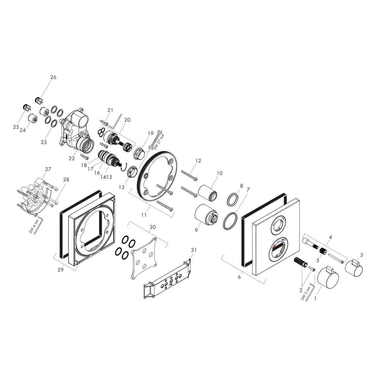Hansgrohe Unterputz-Thermostat Ecostat Chrom für 2 Verbraucher
