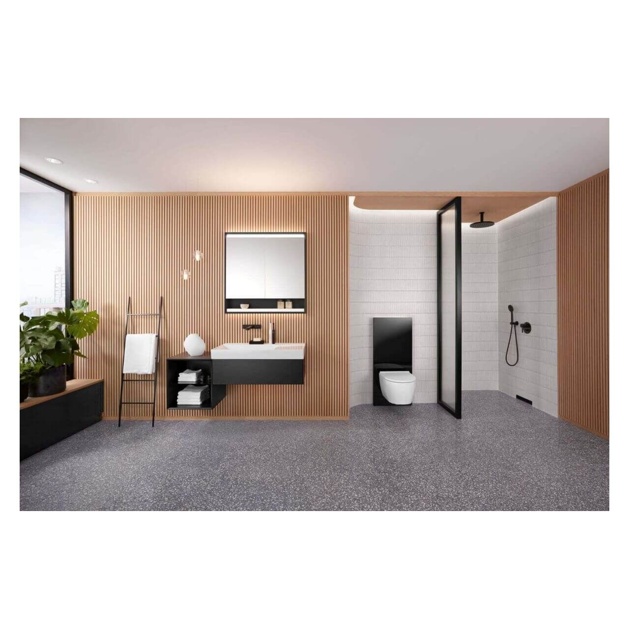 Geberit Wand-Tiefspül-WC One mit WC-Sitz weiß/weiß Keratec
