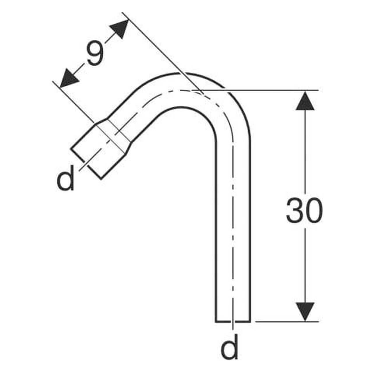 Geberit Spülbogenverlängerung 44 mm, 135°, 30x9 cm, mit Steckmuffe Weiß