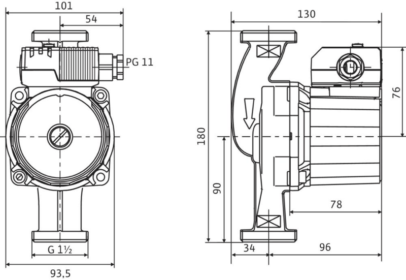 Wilo Standard-Trinkwasserpumpe Star-Z 25/2 EM, G 1 1/2, 180mm, 230 V, PN 10
