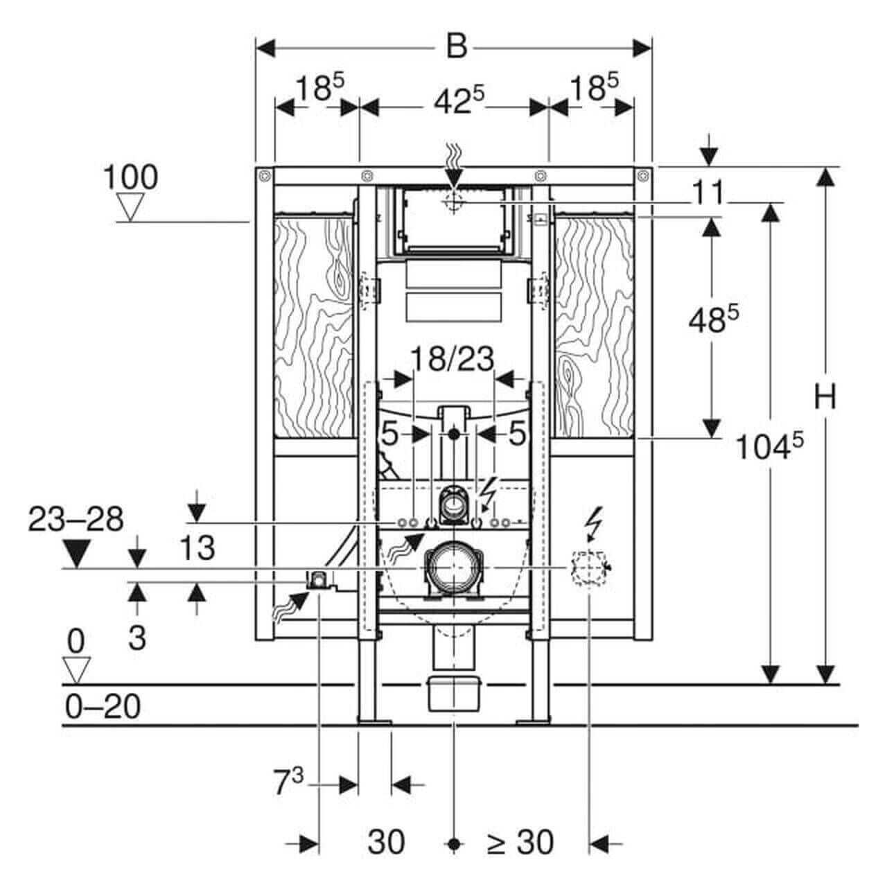 Geberit Wand-WC-Element Duofix BH 112 cm barrierefrei mit Sigma UP-Spülkasten