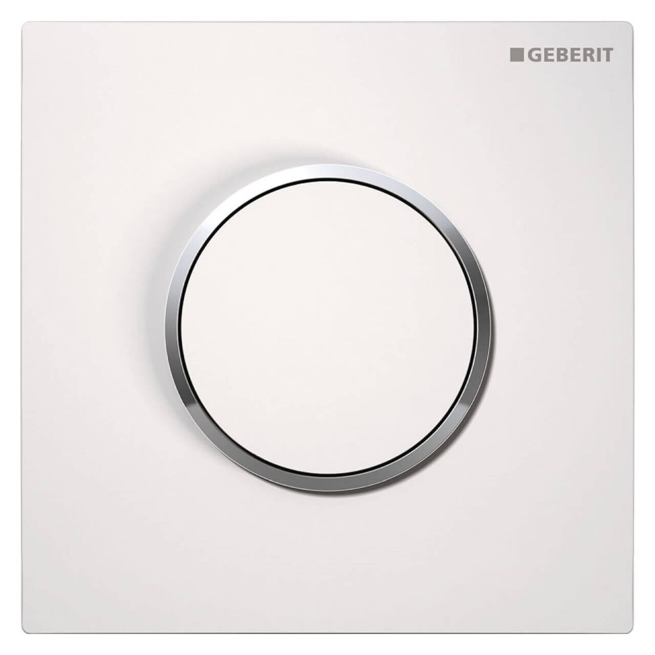 Geberit Urinalsteuerung Typ 10 pneumatisch Weiß mit Ring Hochglanz-Chrom