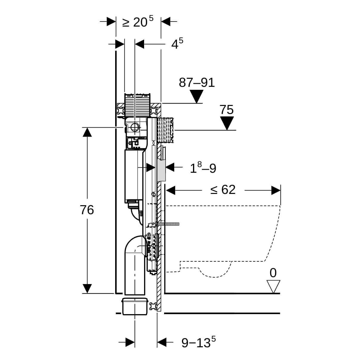 Geberit Wand-WC-Element mit Spülkasten GIS