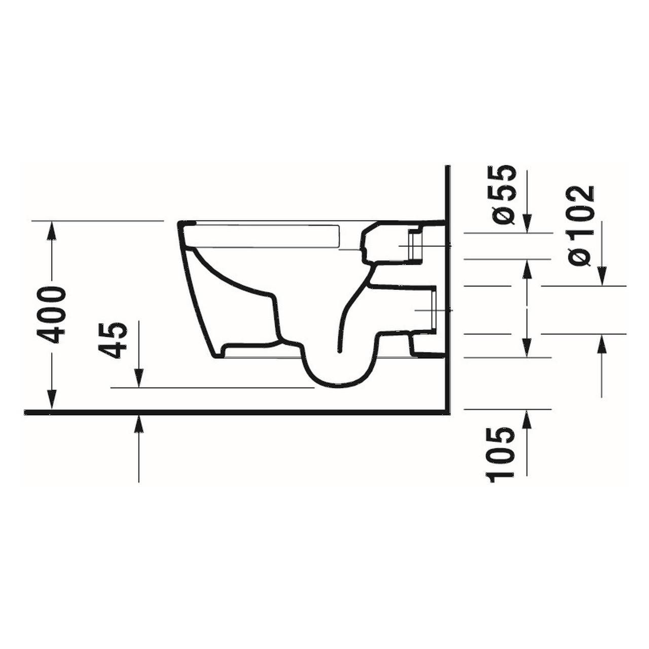 Duravit Wand-Tiefspül-WC Me by Starck, 37 x 57 cm, Rimless, Weiß, WonderGliss (25290900001)