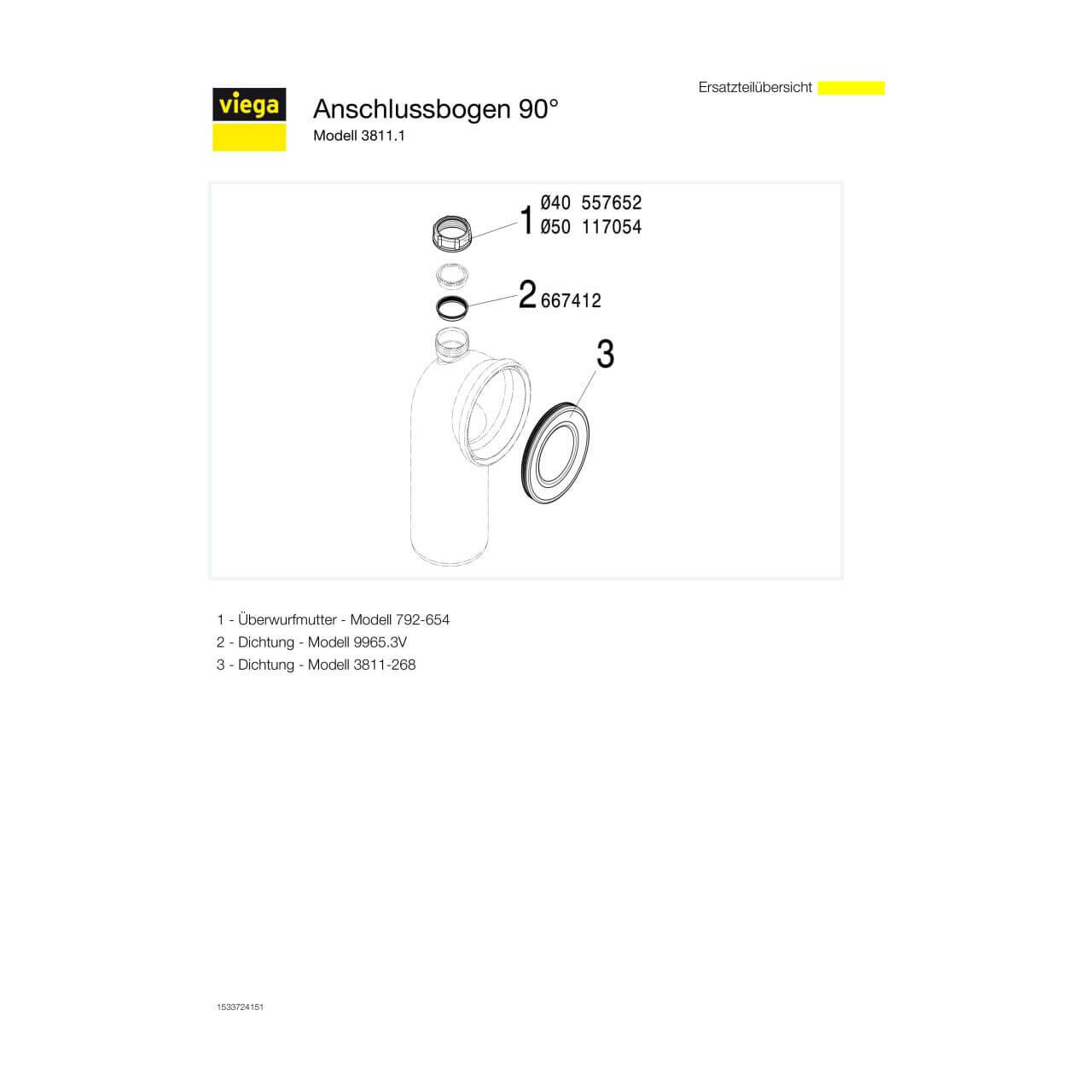 Viega WC-Anschlussbogen 3811.1 DN 100 x 230 x 50 mm 90° Kunststoff Weiß (109462)