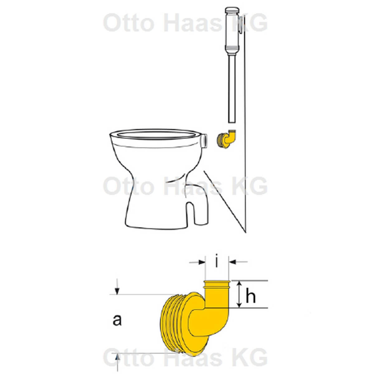 Haas Gummi-Winkel-Spülrohrverbinder 26,5 x 60 x 70 mm weiß für Euro-WC