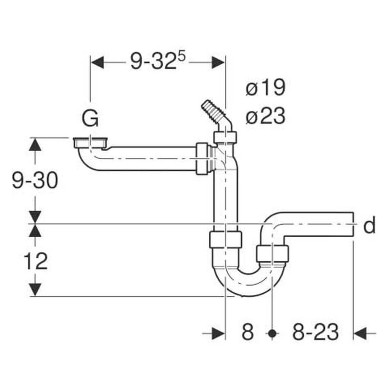 Geberit Röhrengeruchsverschluss G1 1/2 x 40 mm horizontal (152885111)