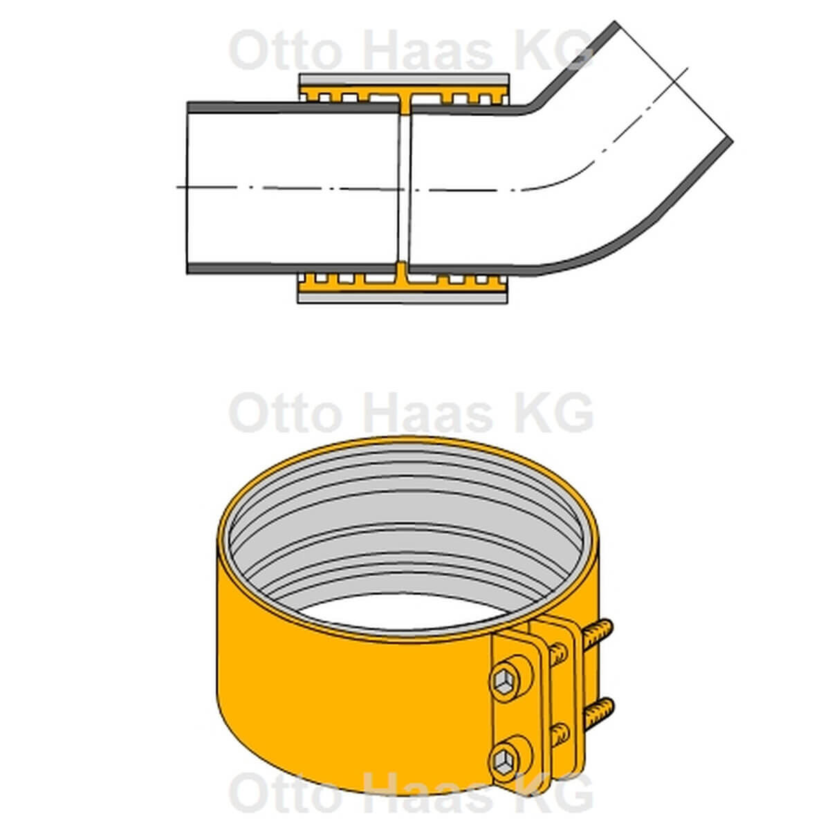 Haas CV-Verbinder OHA DN 50 edelstahl Gummi Dichtung für Guss-Rohre