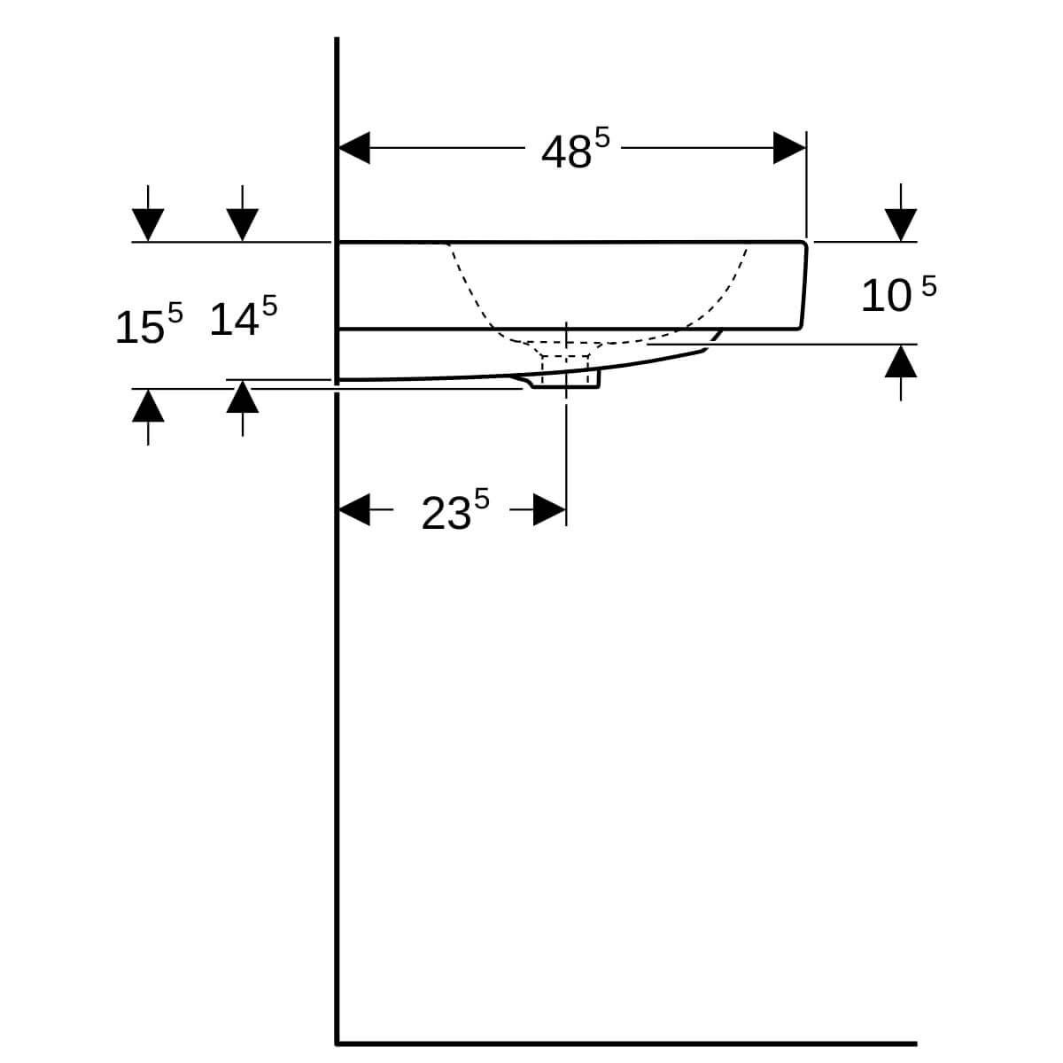 Geberit Waschtisch iCon 60 x 48,5 cm weiß mit Hahnloch und Überlauf