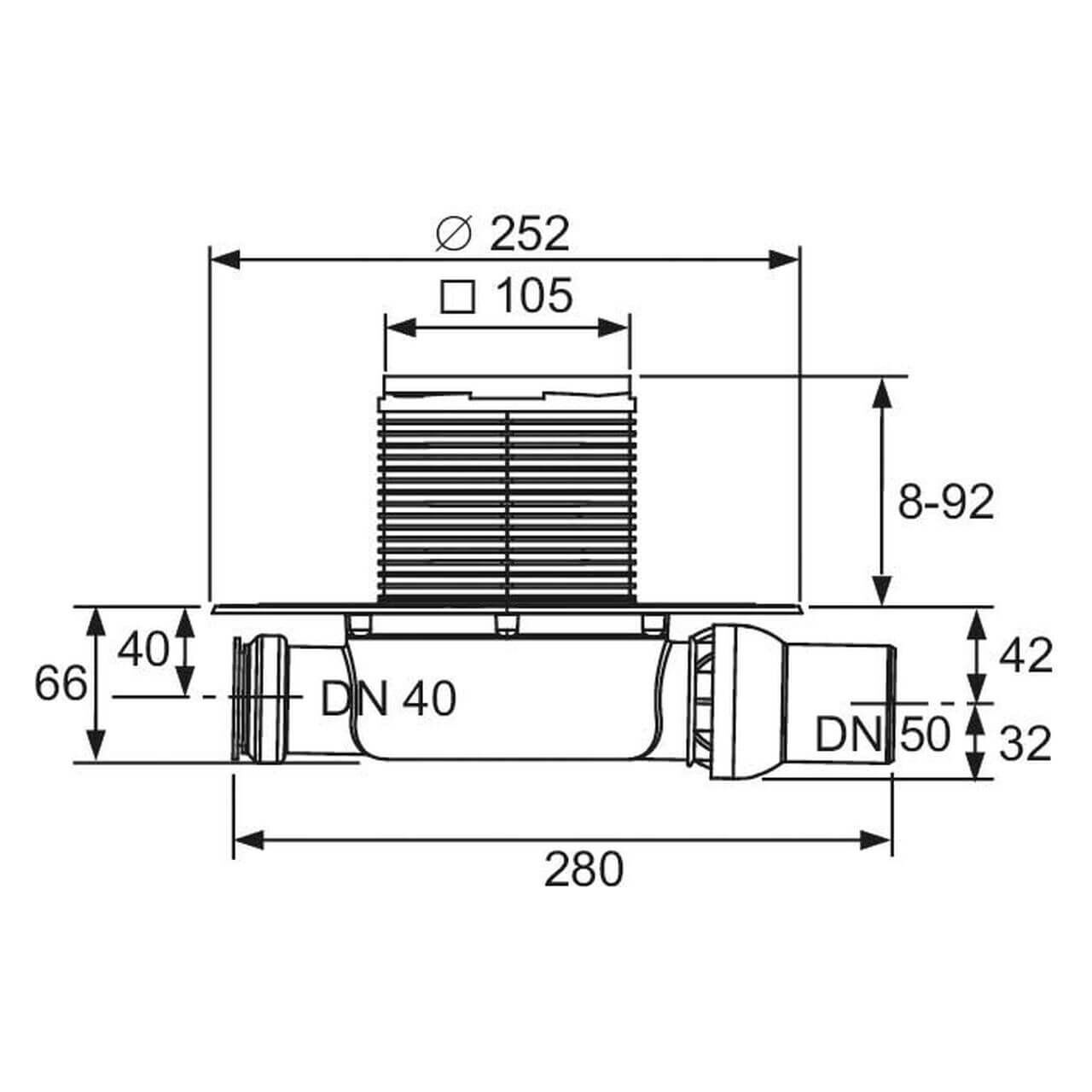 Tece Bodenablaufset Tecedrainpoint S DN 50 waagerecht, superflach