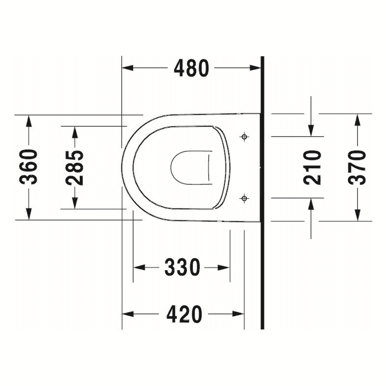 Duravit Wand-Tiefspül-WC Compact Me by Starck 37x48 cm Rimless Hygieneglaze Weiß