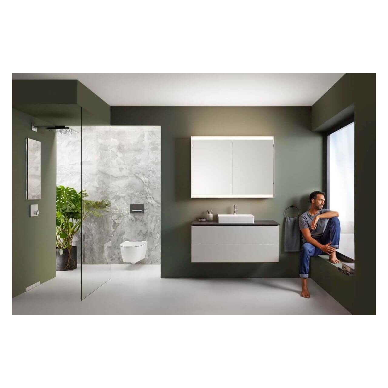 Geberit Wand-Tiefspül-WC One mit WC-Sitz weiß/hochglanzverchromt